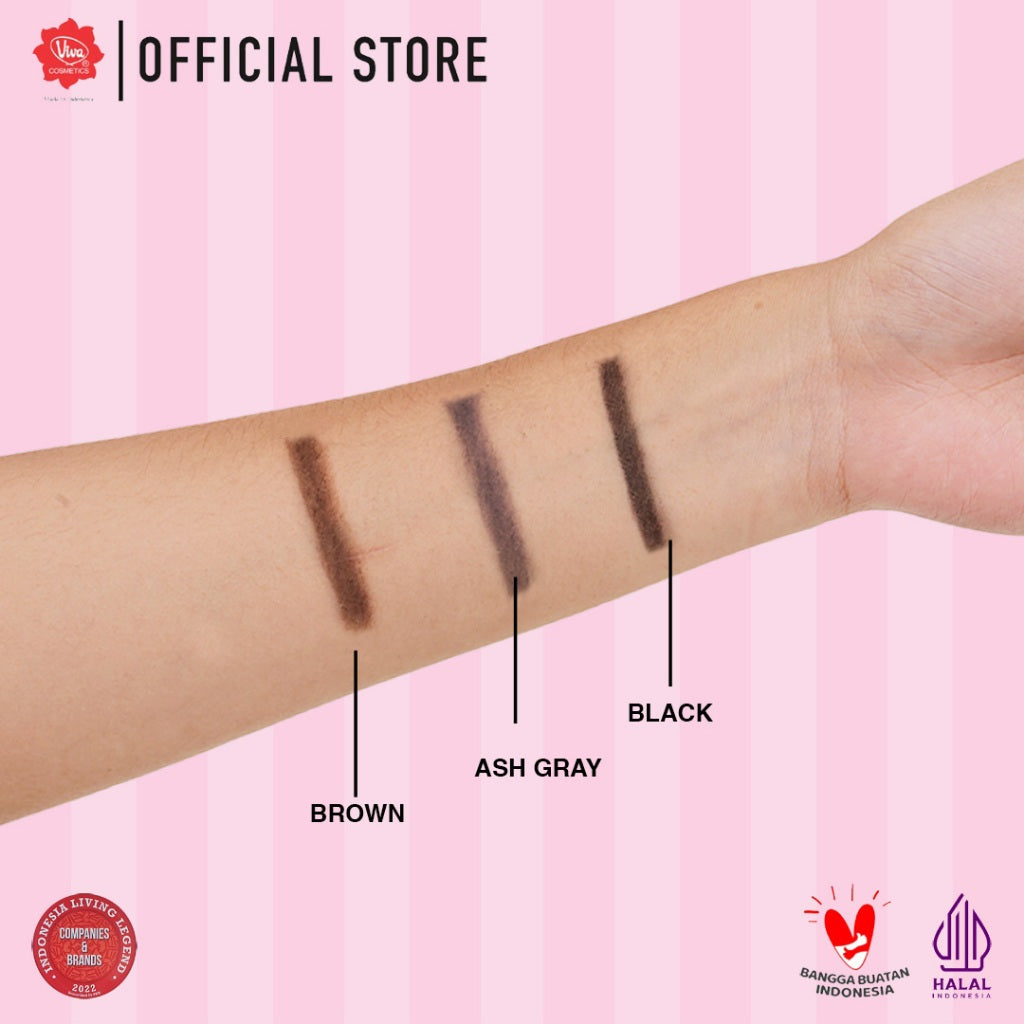 Red-A 3-in-1 Eye Brow Pencil with Spoolie & Sharpener - WATERPROOF, BLENDABLE, MULTIUSE (Tersedia 3 Varian Warna)