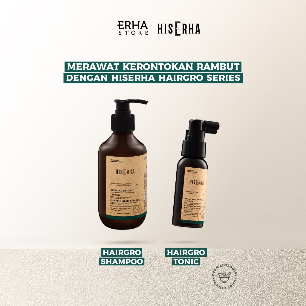 HIS ERHA Hairgro Shampoo 270 ml - Shampoo Perawatan Rambut Rontok, Merawat Kebotakan, Rambut Lebih Tebal/Lebat Khusus Pria, Wangi Maskulin