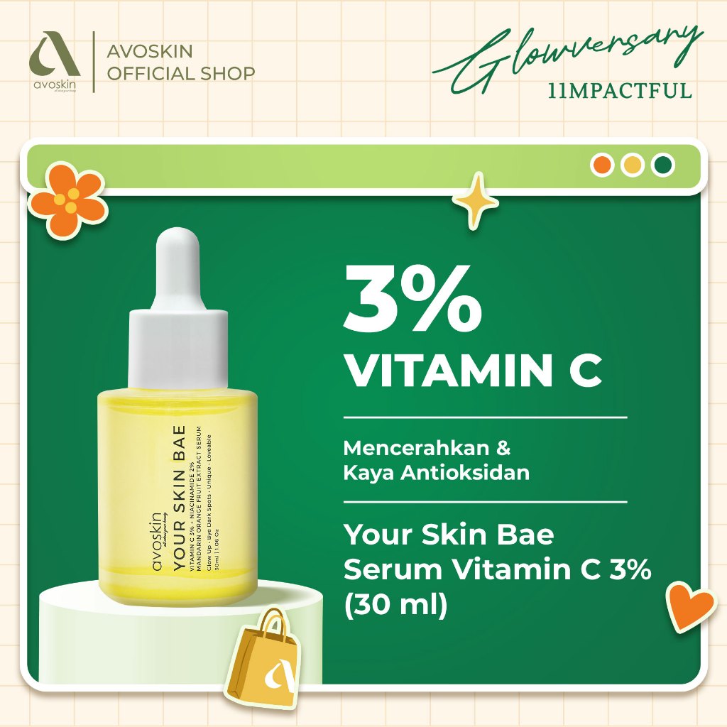 Serum Avoskin Your Skin Bae Vitamin C 30ml - Kulit Tampak Lebih Cerah - Serum Mencerahkan Wajah