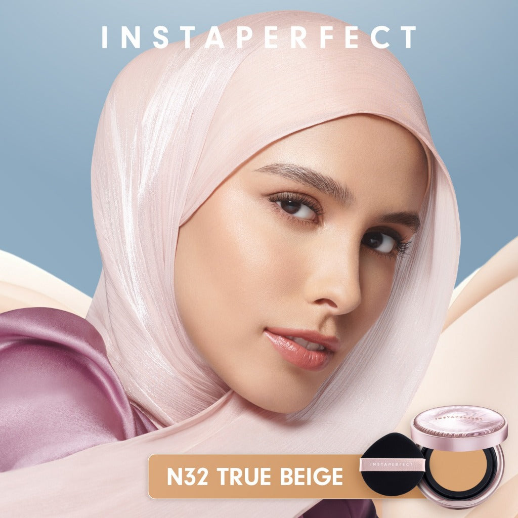 Instaperfect Skin Glow Cover Mesh Cushion High Coverage Formula Dilengkapi dengan SPF 50+ / PA++++  Tampilan Glow Up Natural- Melindungi Kulit dari Sinar UVA dan UVB- Make Up Foundation
