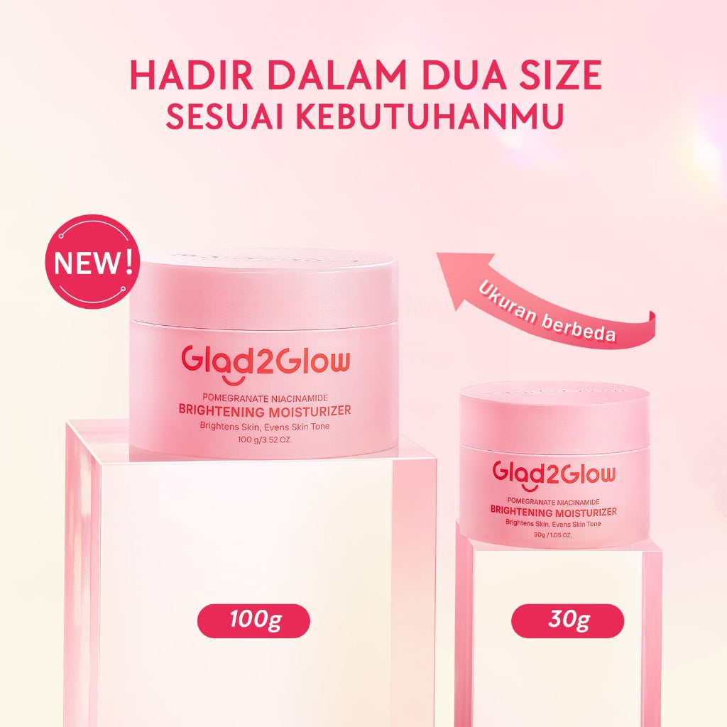 [Isi Besar Hemat]Glad2Glow Pomegranate Niacinamide Brightening Moisturizer 100g Mencerahkan Pemutih Kulit Gel Pelembab Bercahaya Krim Siang dan Malam Perawatan Kulit Ekstrak Delima Asam Lemak Asam Delima Pelembab Esensi Wajah Perawatan g2g official store