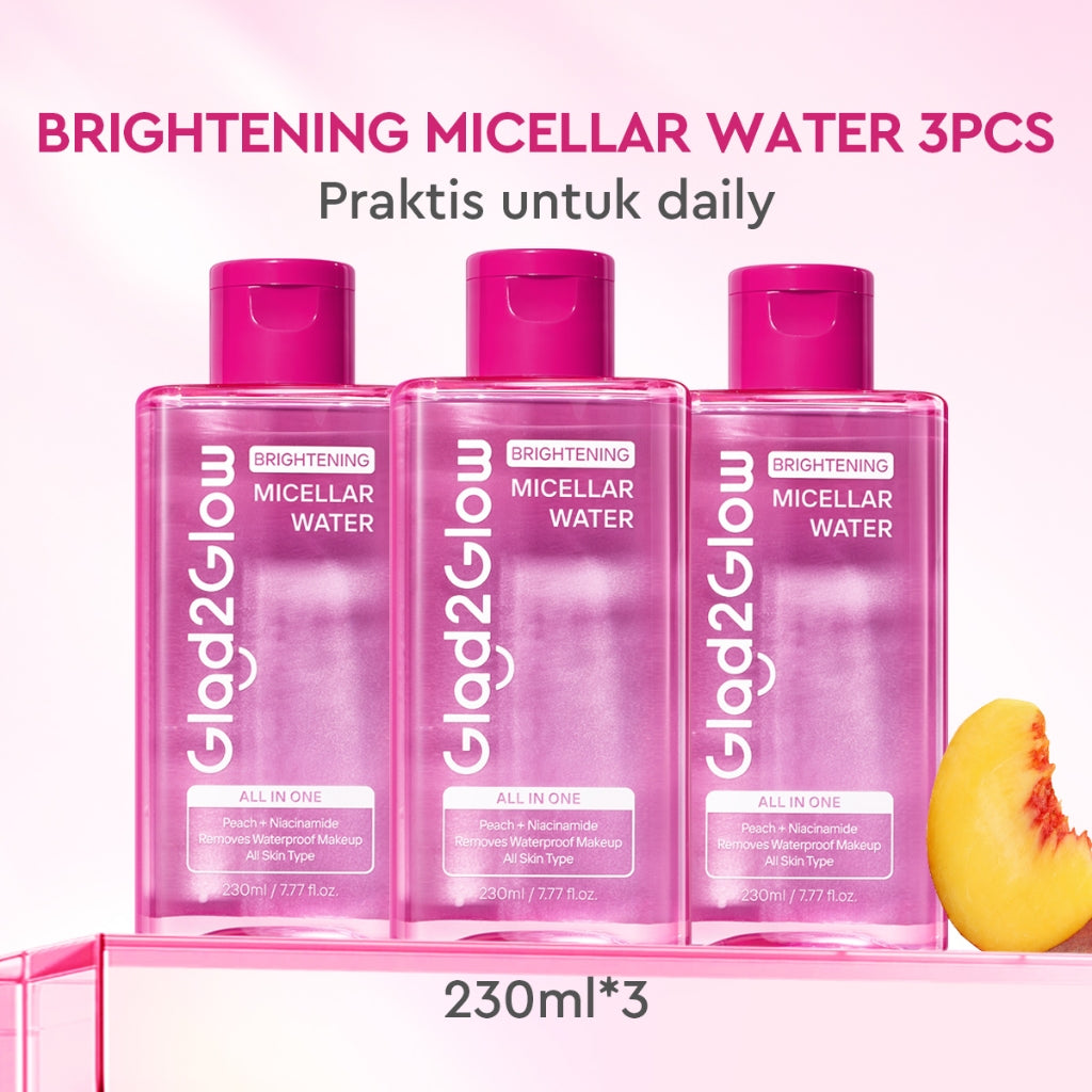 [NEW LUNCH] Glad2Glow Brightening Micellar Water 300ml Untuk Semua Kulit Lembut Cepat Menghapus Makeup & Mencerahkan kulit Penghapus Makeup Waterproof Hapus Riasan Tahan  dan Tanpa Iritasi g2glow official store