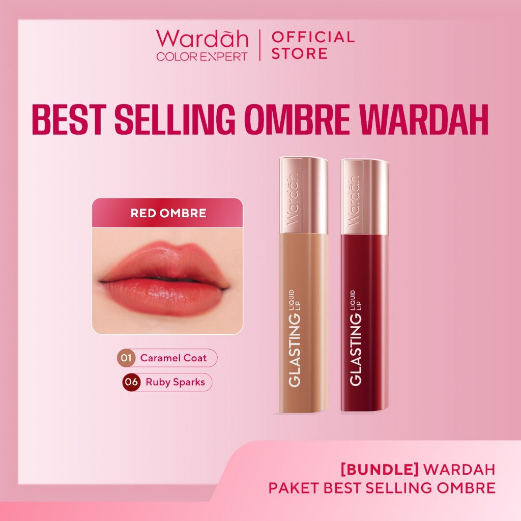 [TINTINTINWIN'S PICKS: OMBRE COVER BIBIR GELAP] BUNDLE OMBRE WARDAH Paket Ombre Glasting Liquid Lip -Cleopatra Look- Liptint-Lip-Stain-Lipgloss-Lipstik-Lip Tint-Lip Matte-Lipstick-Lipcream- Makeup
