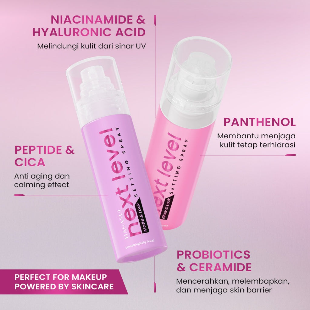 [NEW] Hanasui Next Level Matte/Glow & Lock Setting Spray - Healthy Glow Finish, Healthy Matte Finish, Superfine Mist, 4in1 Maxiproof (Sweat, Mask, Smudge, Water-proof)