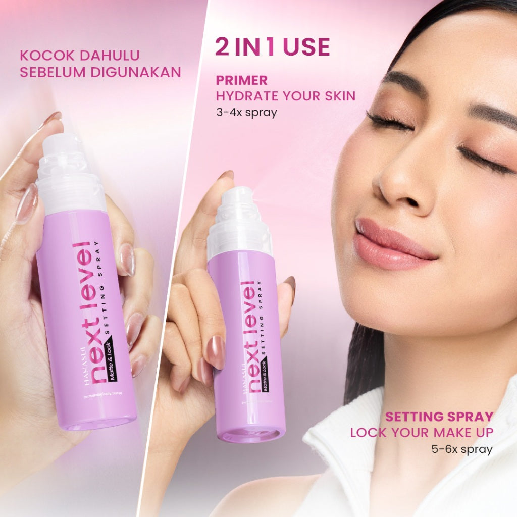 [NEW] Hanasui Next Level Matte/Glow & Lock Setting Spray - Healthy Glow Finish, Healthy Matte Finish, Superfine Mist, 4in1 Maxiproof (Sweat, Mask, Smudge, Water-proof)