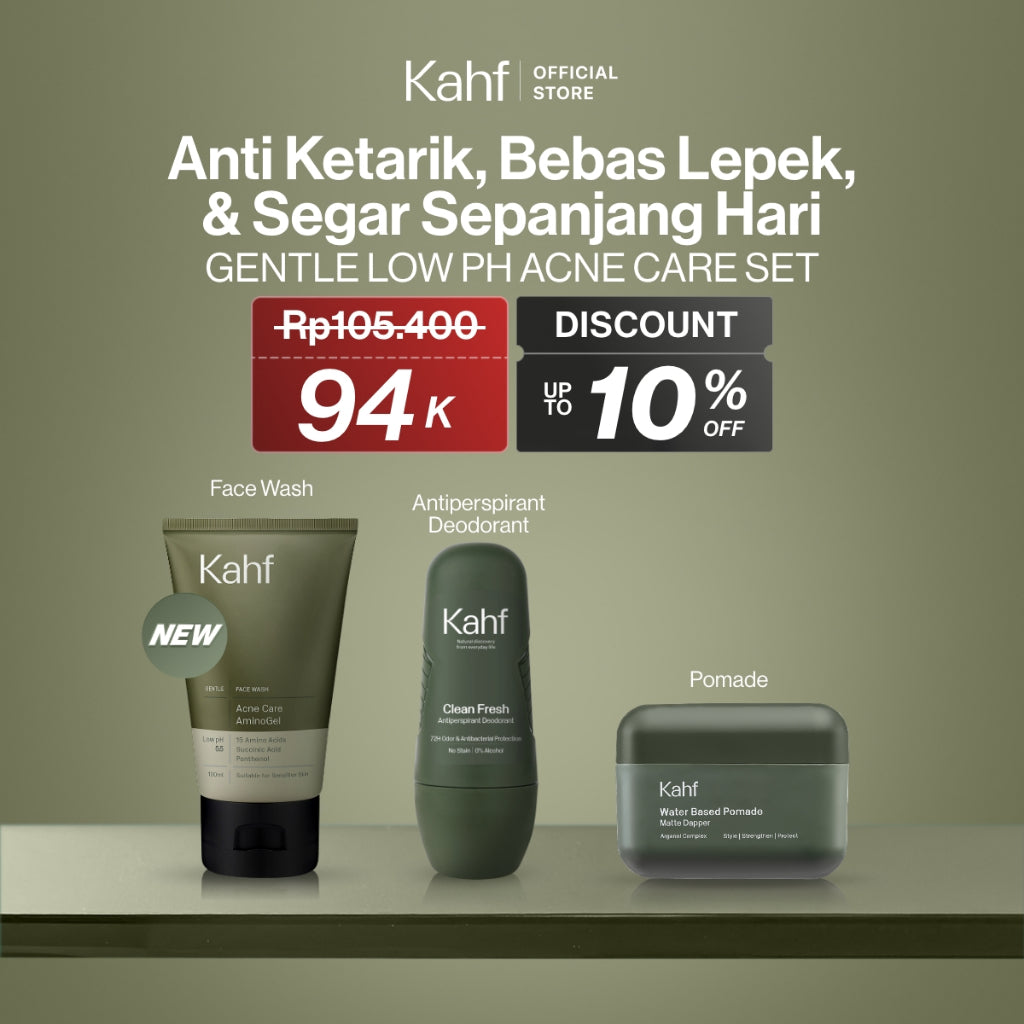 [KAHF BUNDLE 3IN1 PAKET BEBAS KUSAM : ANTI KETARIK, BEBAS LEPEK, & SEGAR SEPANJANG HARI] Paket Grooming (Pomade/Hair Powder + Face Wash + Deodorant) - Approved by Barber and Suitable for Daily Use
