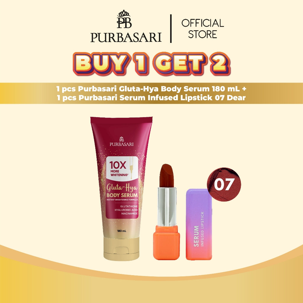 [BUY 1 GET 2] Purbasari Body Serum 180ml + Purbasari Serum Infused Lipstick