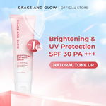 Grace and Glow Brightening Sun Body Serum Hand Body Lotion SPF 30 PA+++ | Body Sunscreen Sunblock Badan Anti UV with Arbutin + Bearberry | Lotion Tone Up Wangi Tahan Lama untuk Melembabkan Mencerahkan Kulit (Whitening & Moisturizing)