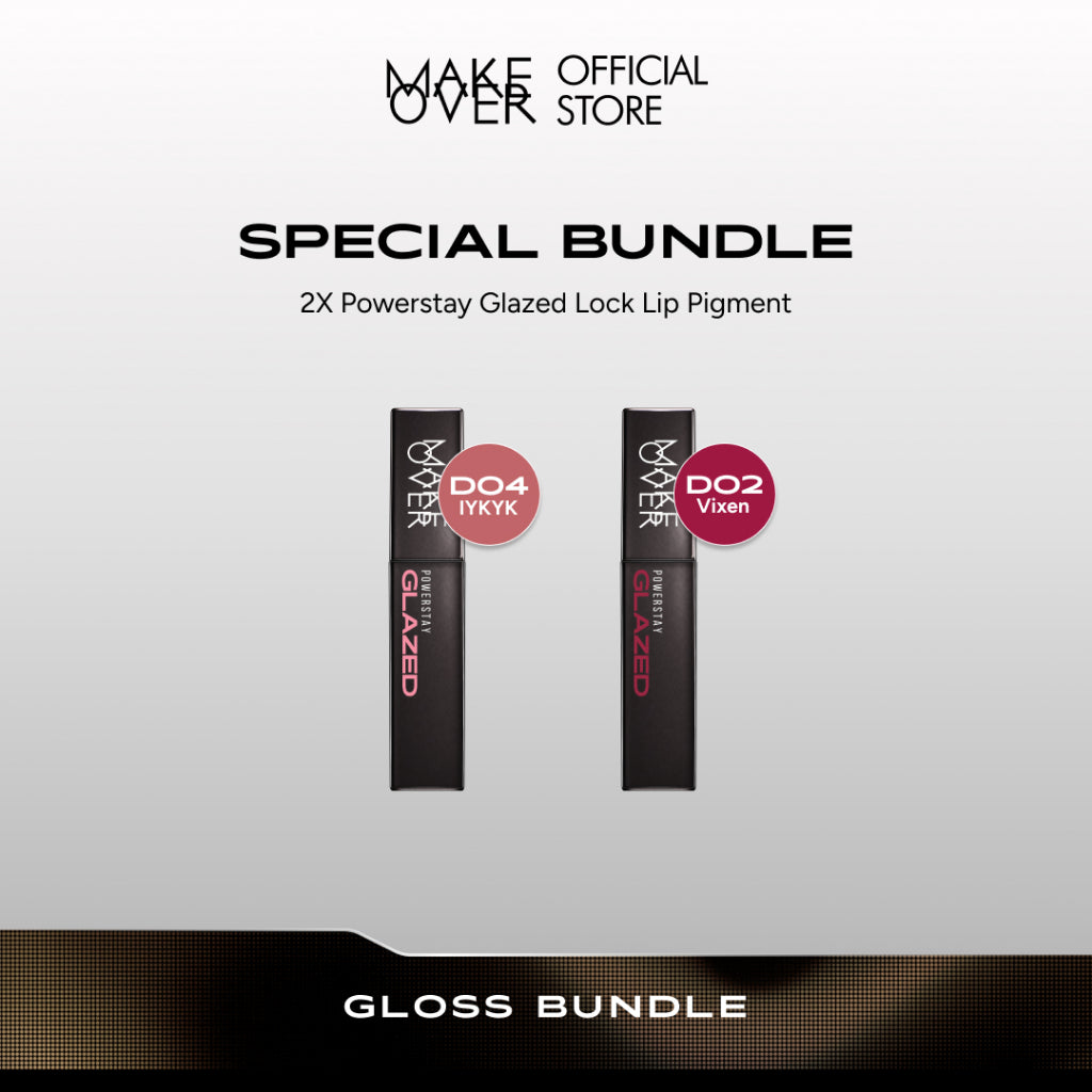[SPECIAL 11.11] MAKE OVER Gloss Bundle: Duo Glazed Lock Lip Pigment 2 Pcs - The Glazed Bundle NIKI Glazed - Paket Ombre Lips Glossy Best Seller Lip Cream Tahan Lama Lipcream Transferproof