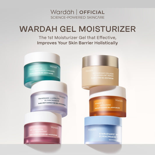 WARDAH Gel Moisturizer Series 30 g - Plump & Firm Collagen Moist, Tranexamic Alpha Arbutin, Symradiance, Cica Complex + Panthenol Ceramide, 14X Hyaluronic + Pentavitin, Vitamin C + Adenosine - Mencerahkan Wajah Kusam, Pelembab, Perawatan - Skincare
