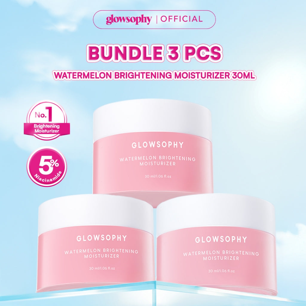 Glowsophy Bundle 3Pcs Watermelon Brightening Moisturizer Niacinamide Mugwort Gel Day and Night Skincare 30 ml