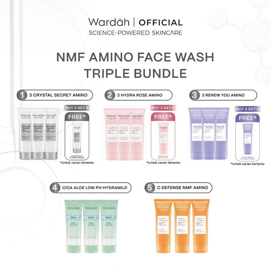 Wardah 100rb-an Sabun Cuci Muka Setahun Gentle Facial Wash Low PH Series 100ml (NMF Amino Crystal Secret, NMF Amino Renew You, NMF Amino Hydra Rose, Cica Aloe - Sabun Cuci Muka Gentle Acid Gentle Expert - Skincare