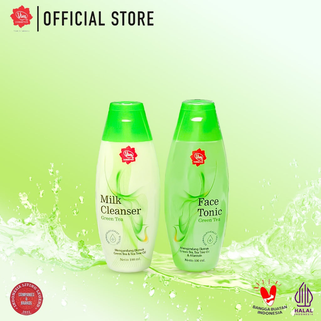 [PROMO] Paket_Double_Cleansing_GreenTea - Viva Milk Cleanser & Face Tonic Green Tea (100 ml)