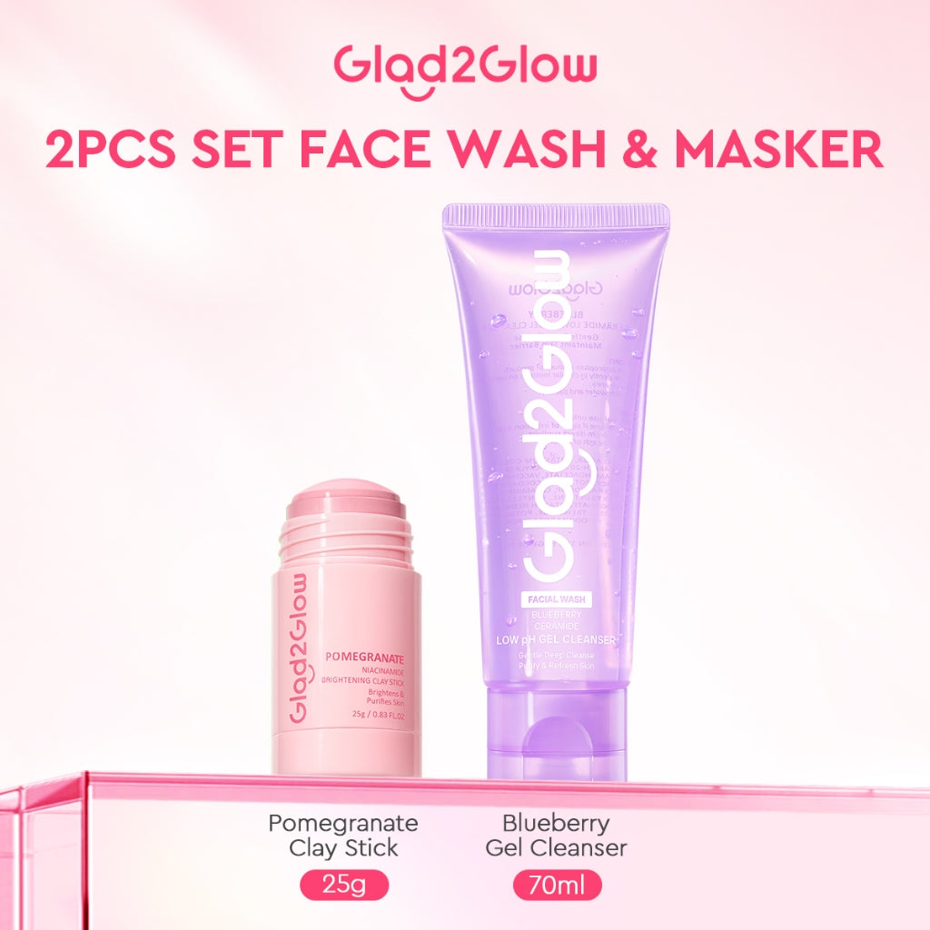 Glad2Glow Pomegranate Niacinamide Brightening Clay Stick Masker Glad2Glow Masker Wajah  Masker Brightening Masker Glowing Mud Masker Clay Masker Pencerah Wajah Masker Mencerahkan Clay Mask Brightening Clay Stik Pembersih Komedo Masker Stik Masker Muka