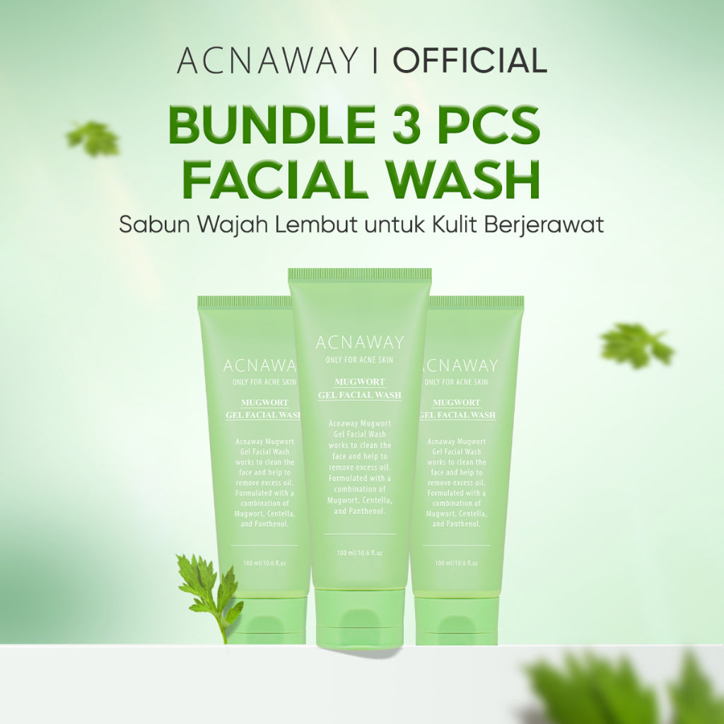 ACNAWAY Mugwort Gel Facial Wash - Acne Friendly Gentle Cleanser Sabun Cuci Muka Untuk Kulit Berjerawat Sensitif Wajah Bersih Tidak Kering Face Wash Sabun Muka Oil Control Fungal Acne Safe Skincare Daily Cleanser All Skin Type Facewash Pembersih Wajah