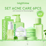 [ORDER NOW, HEMAT 50K]Glad2Glow Acne Jerawat Bundle 7in1 paket Centella madeca cream-Moisturizer+Serum+Cleanser+Toner+Clay Stick+Gel Skincare  Mask Menghilangkan Menenangkan kemerahan pada kulit Atur Minyak BerlebihMerawat Kulit g2glow official store