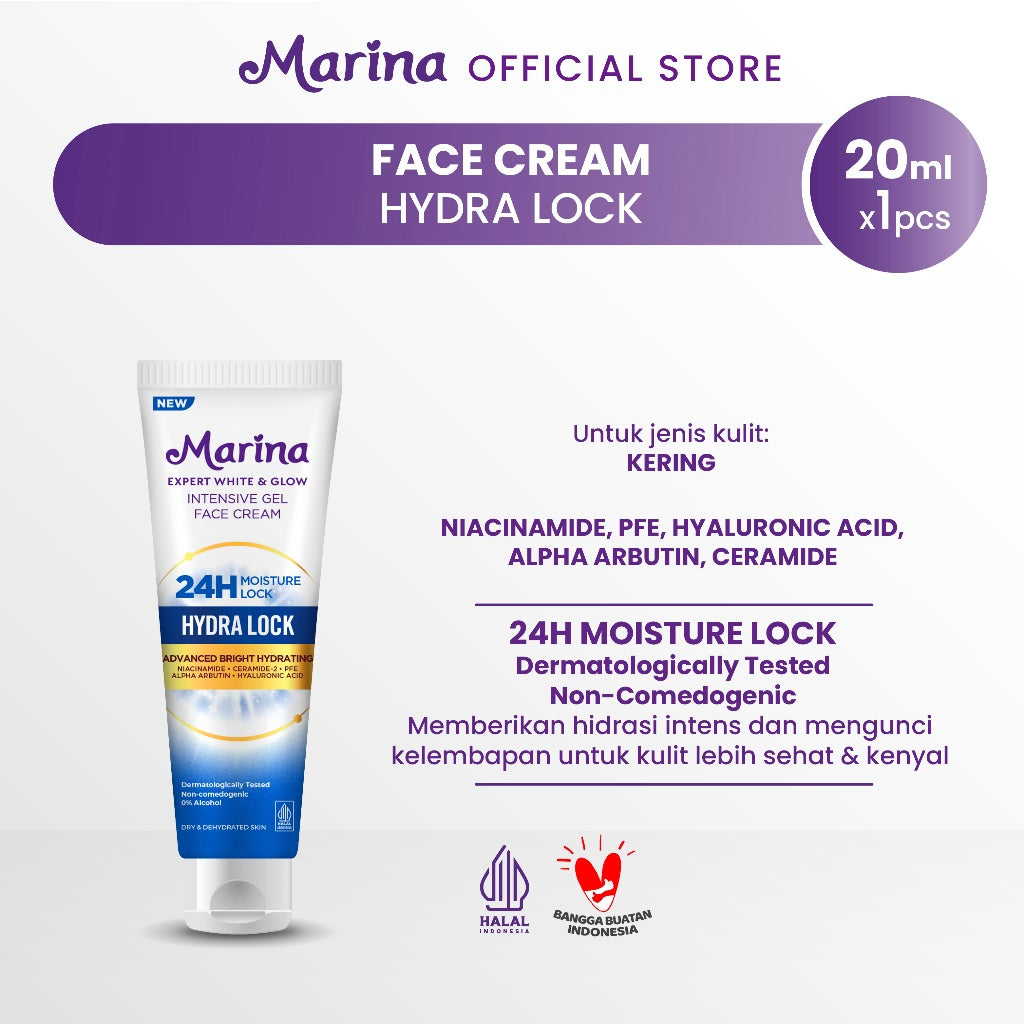 Marina Expert White & Glow Intensive Gel Face Cream – Hydra Lock - Exp : 04.2027