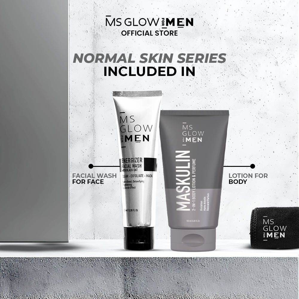 MS Glow For Men - Energizer Facial Wash - 100 ml + Maskulin - 150 ml