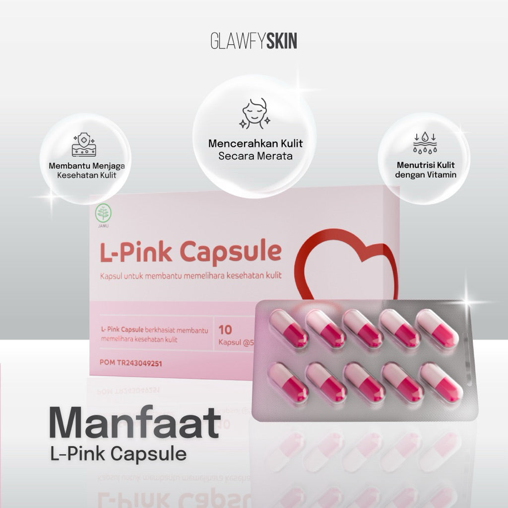 Glawfyskin [ 3 BOX ] L-Pink Capsule | Suplement Kulit |  Booster Capsule | Capsule Kesehatan Kulit BPOM