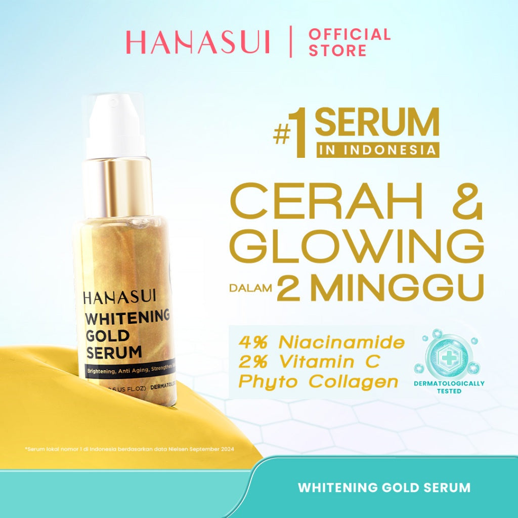 Hanasui Whitening Gold Serum - Cerah & Glowing Kurangi Bintik Hitam & Lawan Tanda Penuaan 4% Niacinamide & 2% Vitamin C
