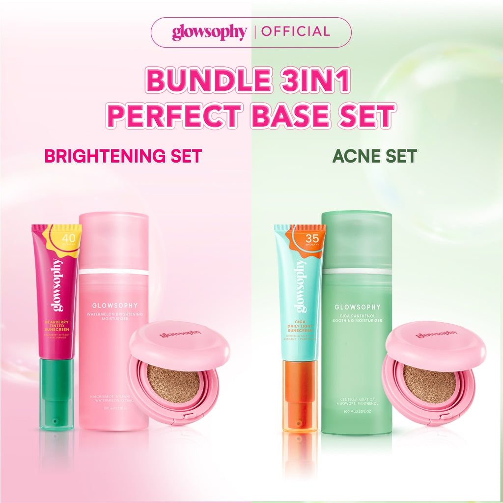 Glowsophy Bundle 3in1 Perfect Base Set Moisturizer 100ml + Cushion + Sunscreen