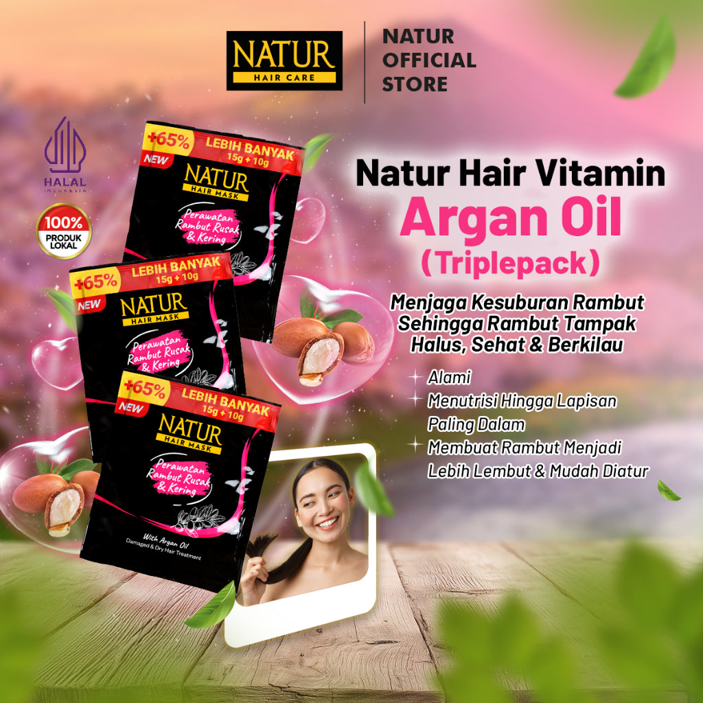 Natur Hair Mask Olive Oil 3pcs - Paket Masker Rambut Rusak 3pcs