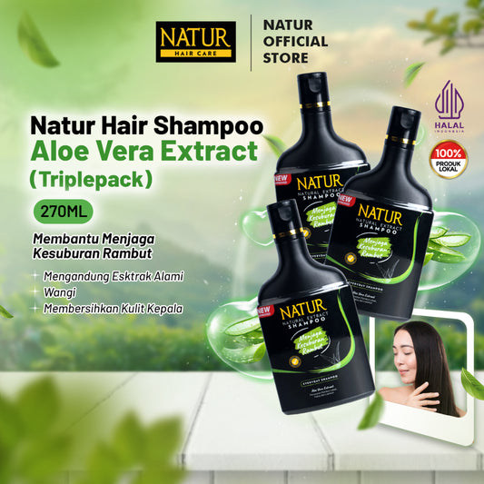 Triple Natur Shampoo Aloe Vera 270 ml - Paket Sampo Menebalkan Rambut 3 pcs