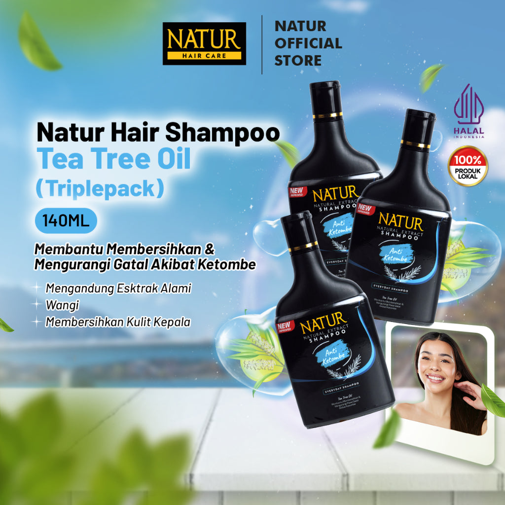 Triple Natur Hair Shampoo Anti Dandruff 140 ml - Paket Sampo Anti Ketombe 3pcs