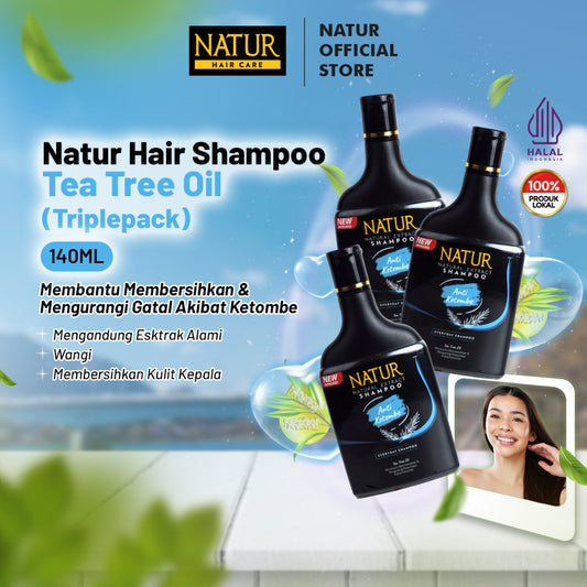 Triple Natur Hair Shampoo Anti Dandruff 140 ml - Paket Sampo Anti Ketombe 3pcs