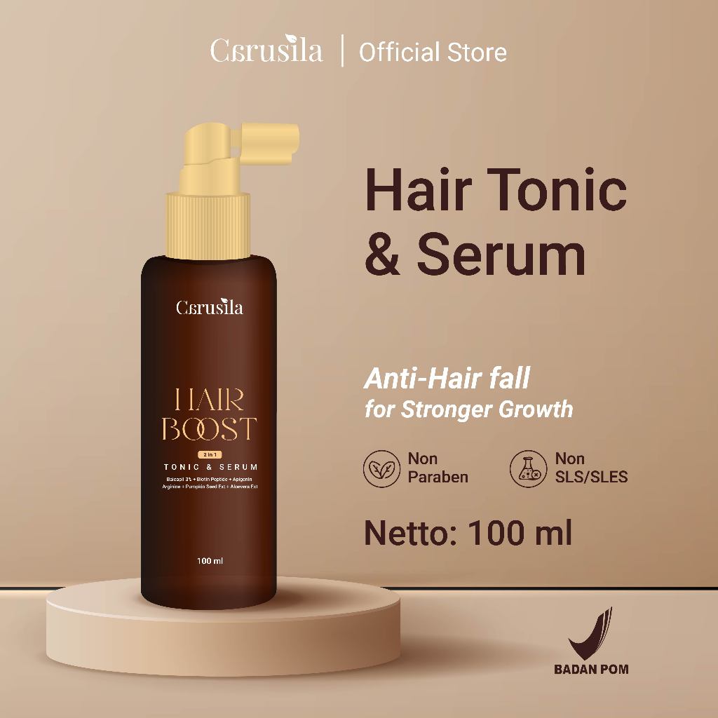 CARUSILA Hair Boost 2in1 Tonic and Serum with Baicapil 3% Anti-Hairfall for Stronger Growth 100ml Tonik Rambut Spray Anti Lepek by Carusila