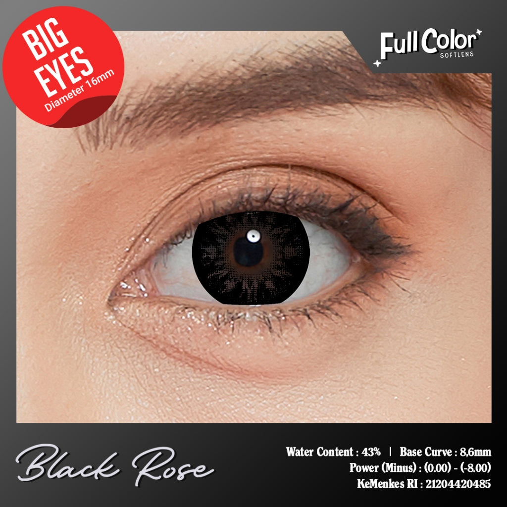 (NORMAL/POWER) SOFTLENS FULL COLOR NEBULA BLACKROSE 16mm diameter BIG EYES - Softlens Hitam - Softlens Big Eyes