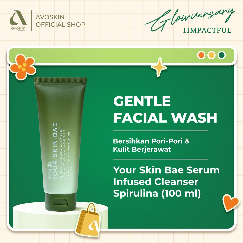 Facial Cleanser Avoskin Your Skin Bae Spirulina 100ml-Kulit Berjerawat