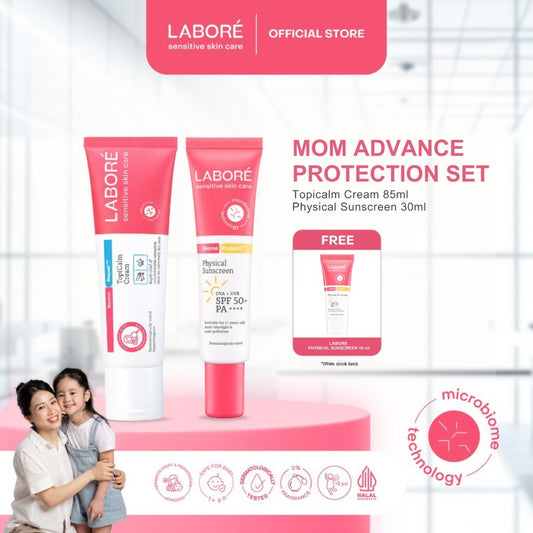 Labore Mom Advance Protection Set (Topicalm Cream 85ml & Physical Sunscreen 30ml) Skincare Ibu dan Anak |Aman untuk Kulit Bumil | Calming Cream | Non Alkohol