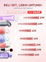[HEMAT 60K]Glad2Glow Kulit Halus Bundle 7in1 eksfoliasi wajah Skincare Set-Pulihkan/Cerah Krim+Glowing Serum/Peeling Solution+ Cleanser+Eksfoliasi Toner-peeling whitening Moisturizer facial wash Pelembab skincare 1 set lengkap G2G glad2glow official store