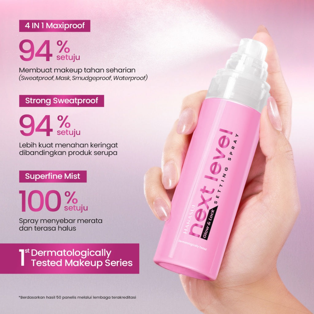[NEW] Hanasui Next Level Matte/Glow & Lock Setting Spray - Healthy Glow Finish, Healthy Matte Finish, Superfine Mist, 4in1 Maxiproof (Sweat, Mask, Smudge, Water-proof)