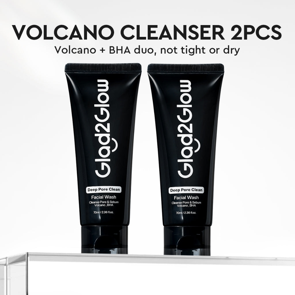 [NEW]Glad2glow Volcanic Ash+BHA Deep Pore Clean Facial Cleanser Mencegah Komedo Face Wash g2g