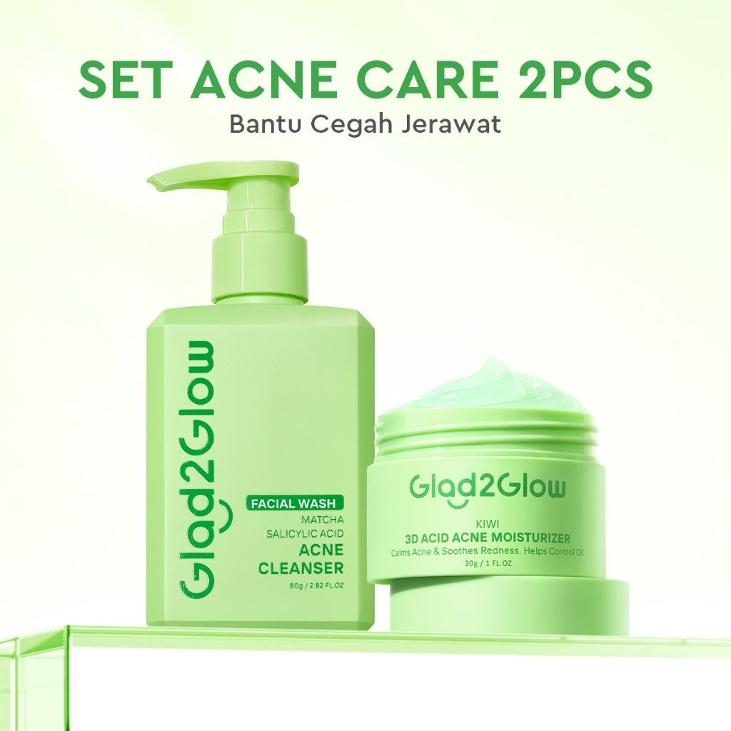 [New]Glad2Glow Matcha Salicylic Acid Acne Facial Cleanser 80ml Anti Jerawat Kontrol Minyak Face Wash Oily Acne Prone Skin Friendly sabun cuci muka g2g