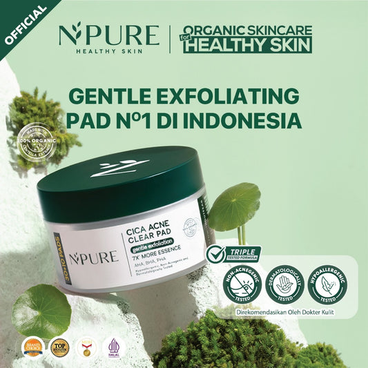 NPURE Gentle Exfoliation Pad / Acne Clear Pad Cica / Kapas Eksfoliasi Kulit Jerawat / Acne Exfoliating Pad (40 pads) Acid Extract Glycolic Pha Wajah Bruntusan