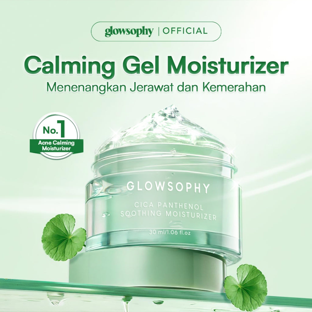 Glowsophy CICA Centella Soothing Moisturizer Gel 30ml - Pelembab Wajah Ringan Kulit Berjerawat & Sensitif untuk Membantu Menenangkan dan Meredakan Jerawat Kemerahan dengan sensasi Calming