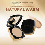 Glowsicha - Velvet Perfect Two Way Cake - Bedak Padat Mencerahkan Menyamarkan Noda Tahan Lama Ringan Glowing Matte Finish Anti Minyak Halus Lembut Cerah Merata Bedak Kulit Berminyak Makeup Harian Compact Powder Foundation