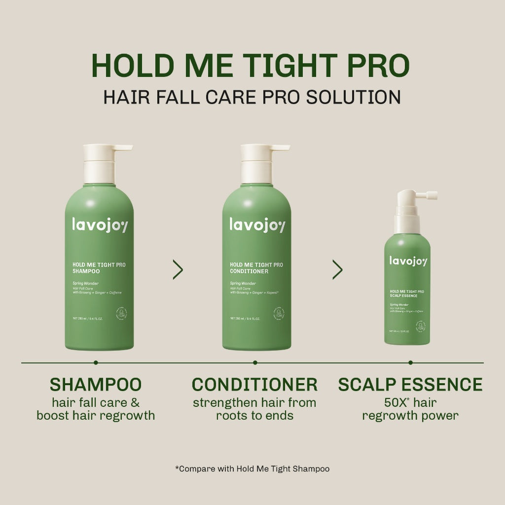 [BUNDLE] Lavojoy Hold Me Tight Pro Shampoo + Scalp Essence Spring Wonder 2in1 Bundle Set | Perawatan Rambut Rontok | Hair Essence | Memperkuat Akar Rambut | Perawatan Rambut Rontok Essence | Hair Tonic | Essence Ginseng & Jahe