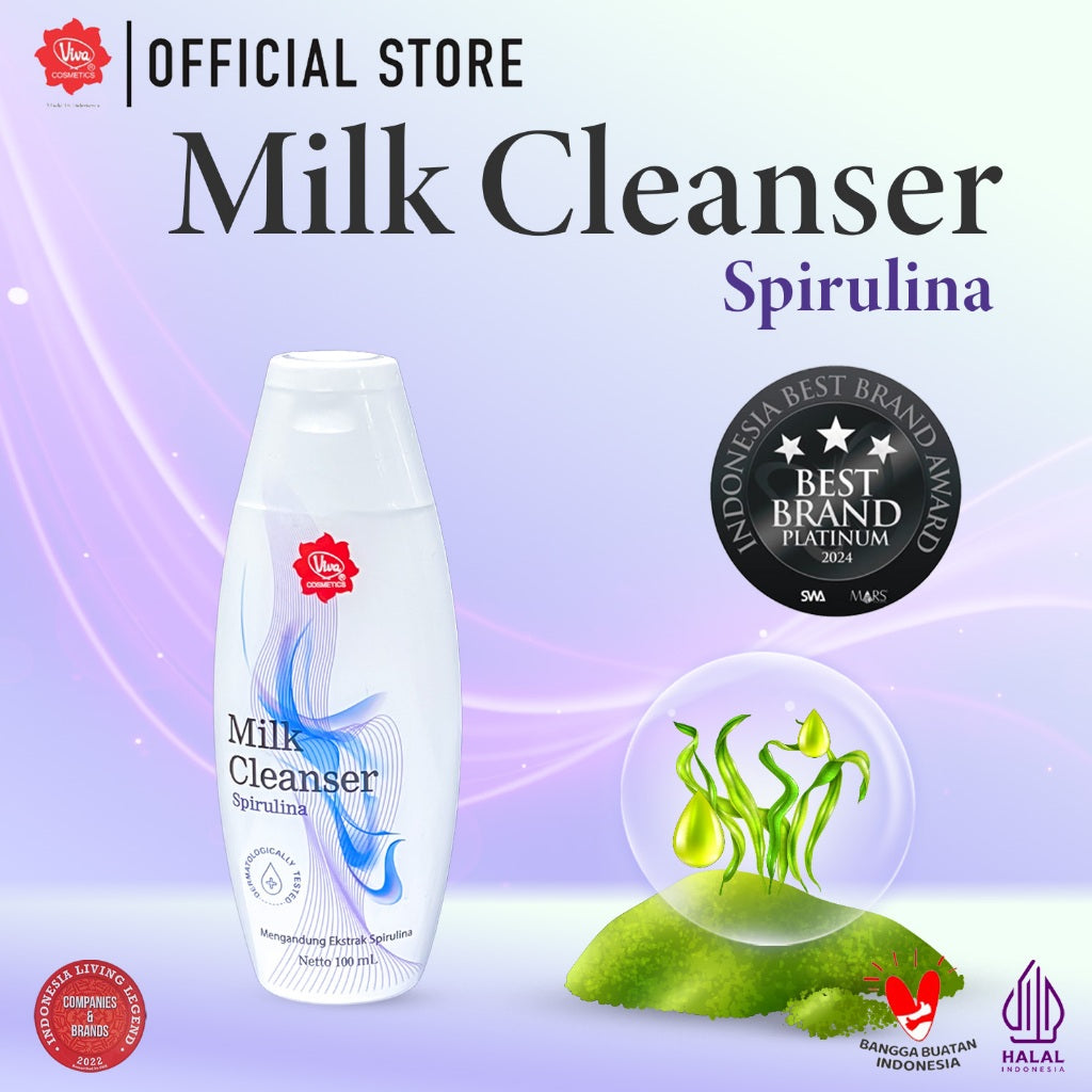 [PROMO] Paket_Double_Cleansing_Spirulina - Viva Milk Cleanser & Face Tonic Spirulina (100 ml)