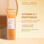 WARDAH C-defense Vitamin C + Panthenol Anti-Pollution Radiant Creamy Wash 100 ml - Facial Wash dengan Vitamin C + Panthenol - Pembersih Wajah untuk Membantu Kulit Tampak Lebih Cerah dan Terlindungi dari Polusi - Untuk Semua Jenis Kulit - Skincare