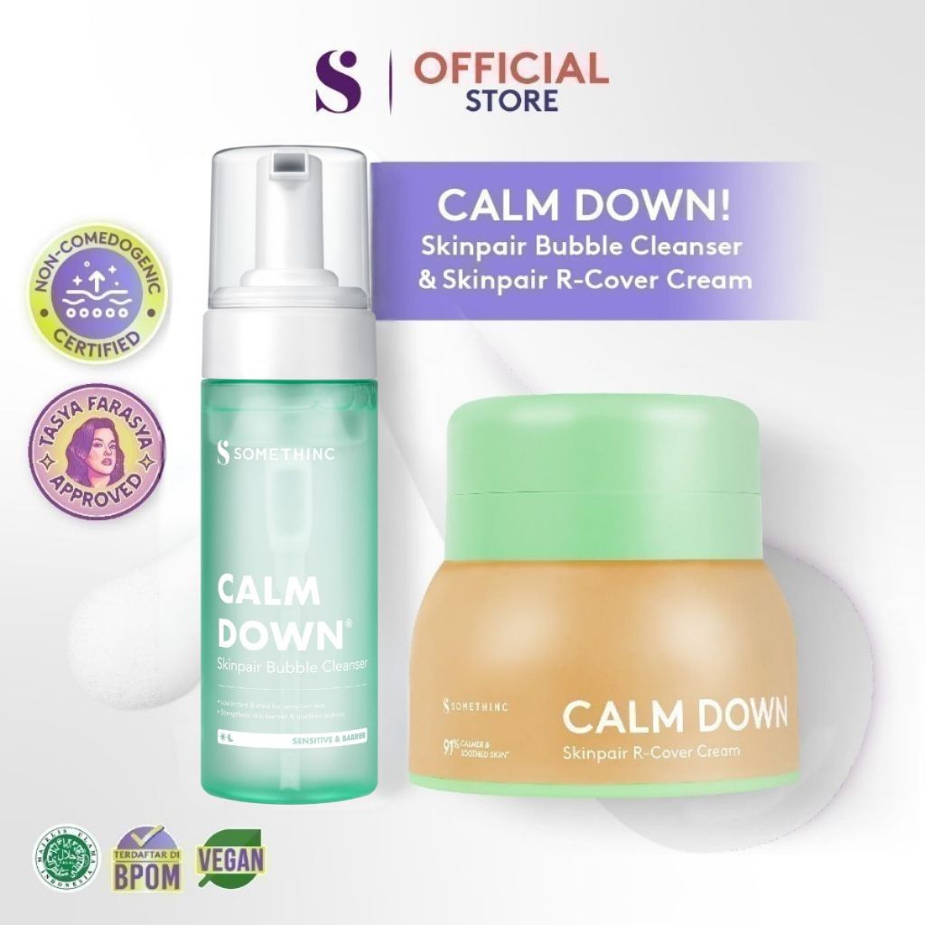 SOMETHINC [2 PCS] Paket Calm Down Series Skinpair Bubble Cleanser | Sabun Cuci Muka untuk Kulit Sensitif & Iritasi. Meredakan Kemerahan, Memperkuat Skin Barrier, Facial Wash untuk semua tipe kulit