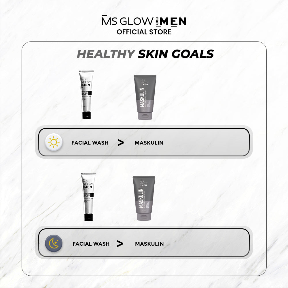 MS Glow For Men - Energizer Facial Wash - 100 ml + Maskulin - 150 ml
