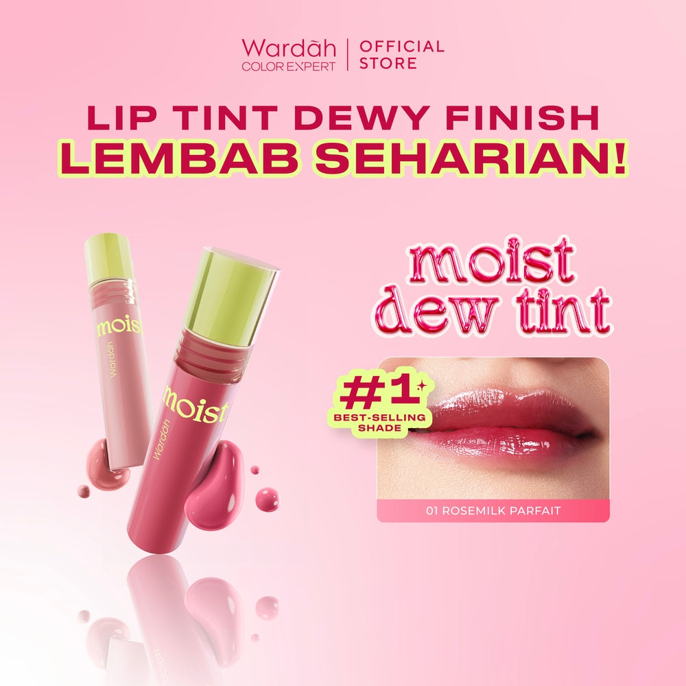 [LIP TINT ANTI PANAS DALAM] WARDAH Moist Dew Tint 3 g - Bibir Lembab - Tahan 24 Jam - Liptint Lip Stain Lipgloss Lip Matte Lipstik Lip Cream - Liptin Anak Sekolah - Glossy Longlasting Waterproof-Makeup
