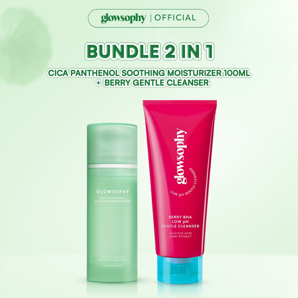 Glowsophy CICA Panthenol Soothing Moisturizer Gel 100ml - Pelembab Wajah Ringan Kulit Berjerawat & Sensitif untuk Membantu Menenangkan dan Meredakan Jerawat Kemerahan dengan sensasi Calming Pengontrol Minyak  Krim Anti Jerawat