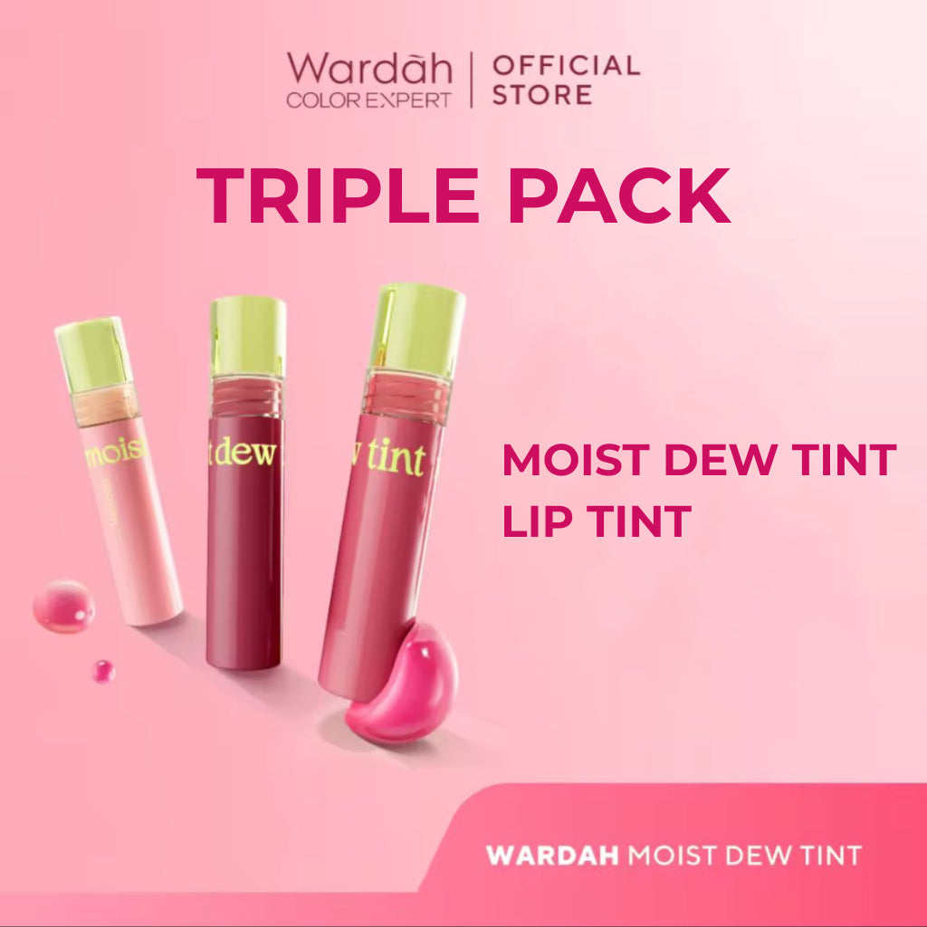 WARDAH TRIPLE PACK Moist Dew Tint 3 g 3 pcs - Liptint yang Mengadung Oatmilk dan Pentavitin - Makeup