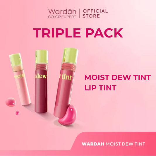 WARDAH TRIPLE PACK Moist Dew Tint 3 g 3 pcs - Liptint yang Mengadung Oatmilk dan Pentavitin - Makeup