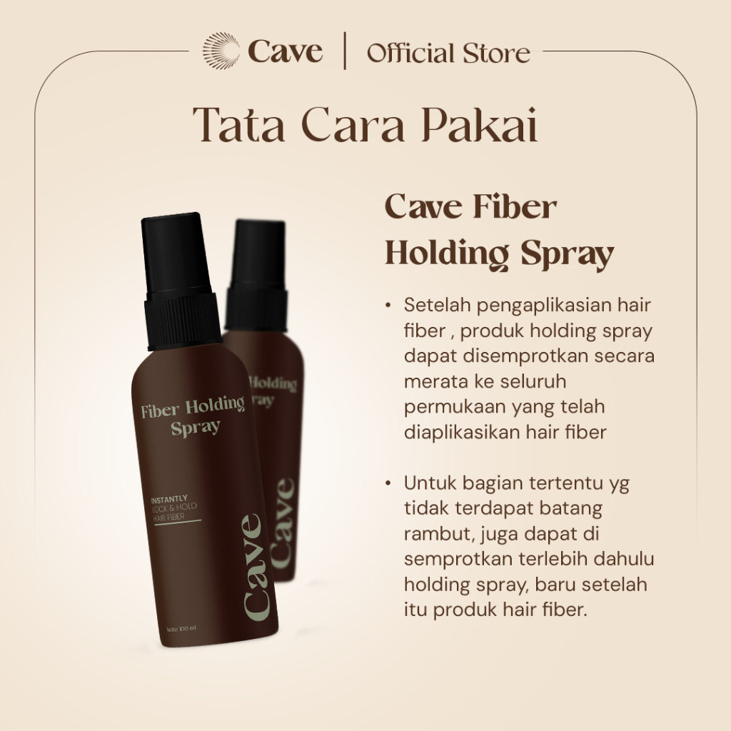 Cave Paket Hair Fiber 25 Gram & Fiber Holding Spray - Serbuk Penebal dan Pelebat Rambut Tipis Instan Penutup Kebotakan Tahan Lama